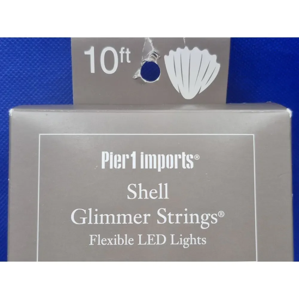 Pier 1 Seashell Glimmer Strings 40 Flexible LED Lights 10' Long NEW